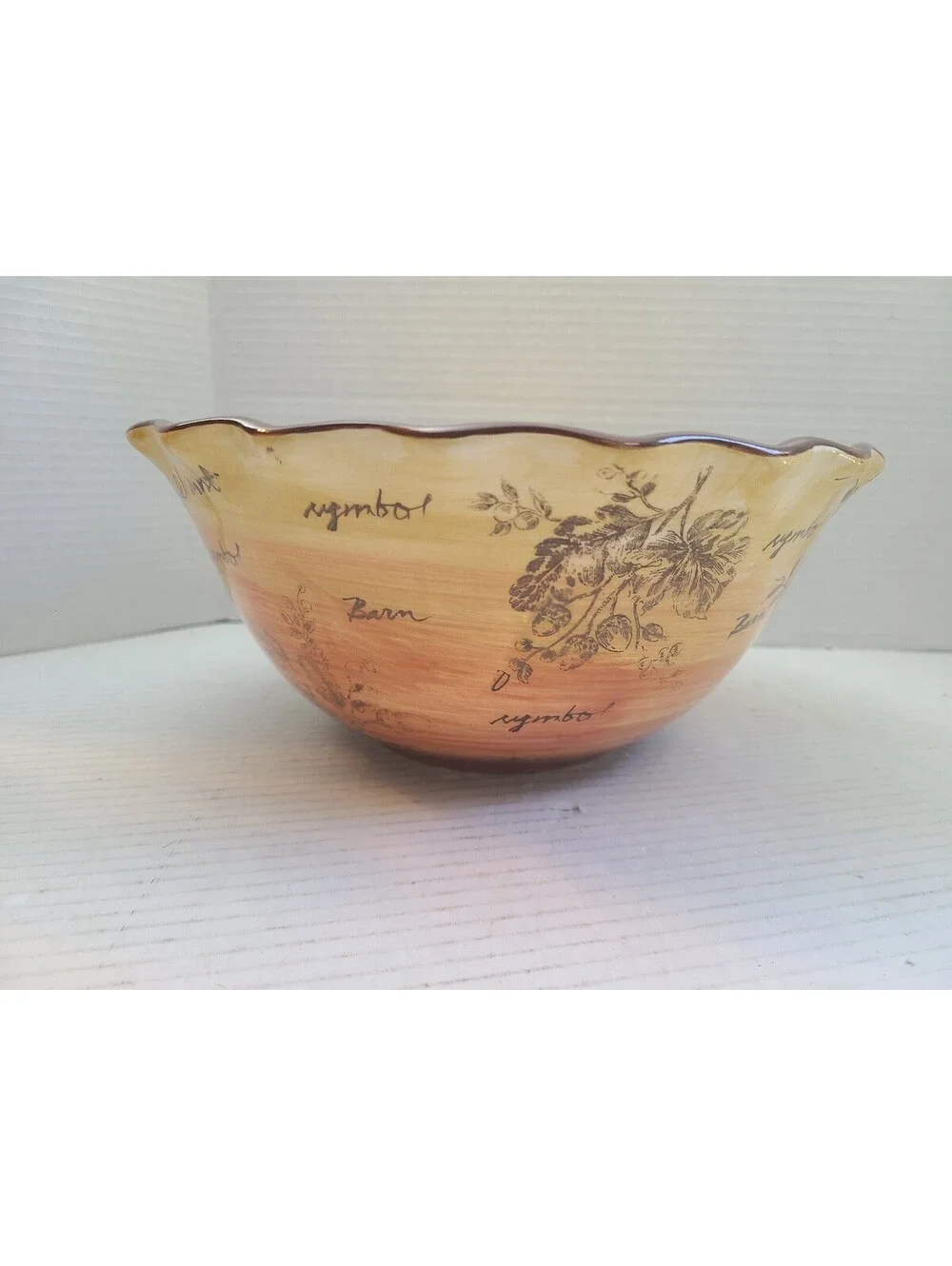 Maxcera Corp Strolling Rooster Hand Painted Serving Bowl Tuscan Farmhouse